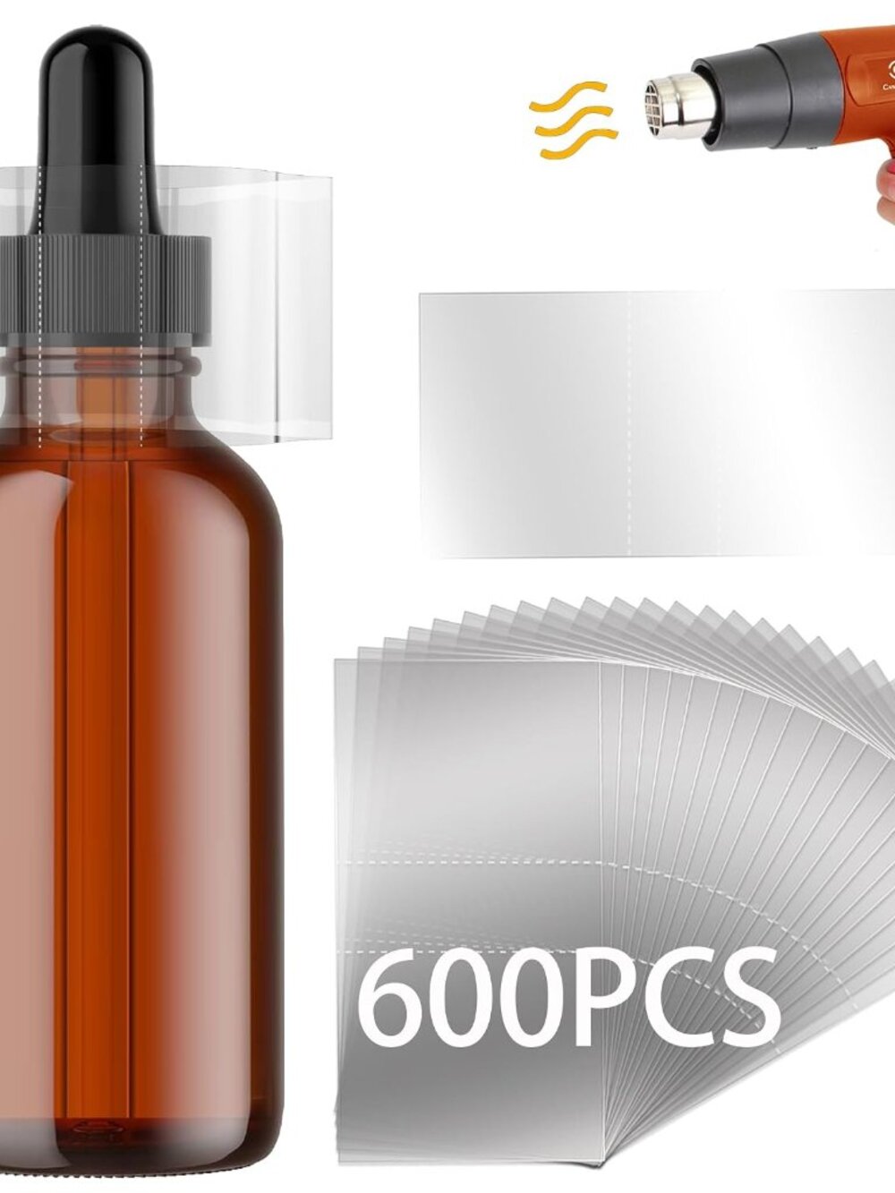 600Pcs Shrink Wrap for Bottles Bands Jars - Clear Heat Shrink Bottle Seals, Easy